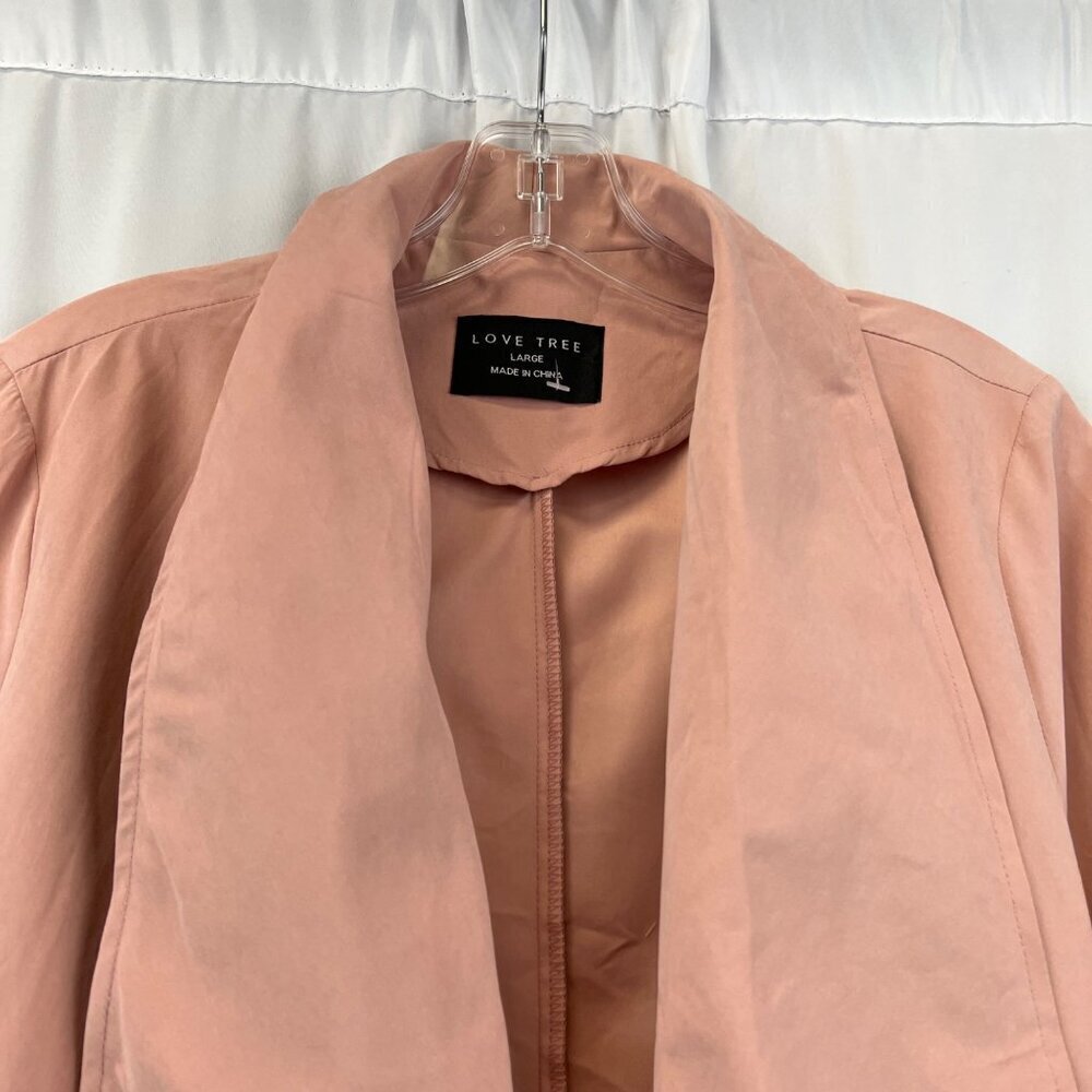 Love Tree Lightweight Wrap Coat Belted Pink Size Large Pockets - Picture 3 of 8